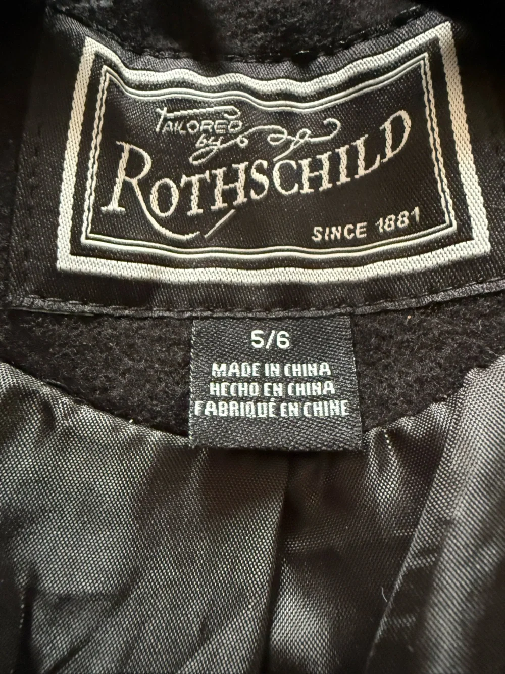 Rothschild Vintage Girls' 5/6 Black Ruffle-Trim Coat Winter Holiday